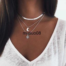 Pendant Necklaces New Fashion Layered Necklaces Blade Snake Chain Life Tree Pendant Necklace Goth Chains Jewellery For Women Girls Party Jewellery J230601