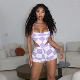 Women's Tracksuits Gotoola 2023 Summer Sexy Girl Sleeveless Wrapped Chest Backless Thin Strap High Waist Sheath Shorts Suit For Women