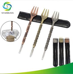 Smoking Pipes Metal antique copper hookah accessories tin paper needle cigarette nail spoon set