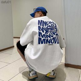 American t-shirt men's oversize summer loose Fashion Top ins Hong Kong Style versatile clothes hip hop fashion brand short L230520