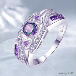 Band Rings Luxury for Women Natural Gem Cut Square Amethyst Ring Engagement Gift Jewellery Feminino