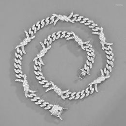 Chains Men Miami Iced Out Cuban Link 14mm Wire Prong Paved Rhinestone Necklace Bling Crystal CZ Rapper Hip Hop Jewellery For Women