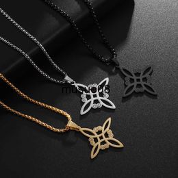 Pendant Necklaces Silver Colour Witch Knot Necklace Stainless Steel Choker Necklaces Vintage Amulet Supernatural Jewellery Gift for Women J230601