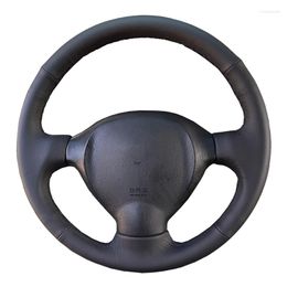 Steering Wheel Covers Customised Original DIY Car Cover For Old Santa Fe 2001-2006 Black Leather Braid