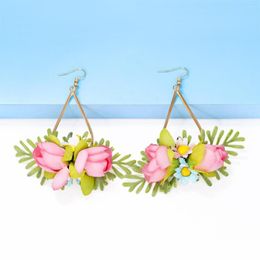 Dangle Earrings Korean Fashion Simulation Flower Drop Statement Party Jewellery Accessories For Women Girls 2023 Trend Design