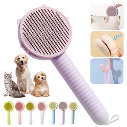 Lint Rollers Brushes Pets Comb Dog Hair Cat Double Sided Self Cleaning Cat Grooming Fur Knot Hair Removal Grooming Brush With Hair Removal Button Z0601