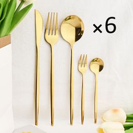 Dinnerware Sets 30 piece tableware set Western knife cake fork spoon mirror stainless steel kitchen silver ware 230531
