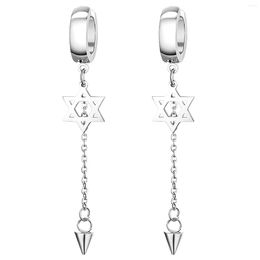 Dangle Earrings BONISKISS Trend Five-pointed Star Chain Stainless Steel Non-piercing Neutral Geometry Ear Buckle Triangle Jewelry Gifts