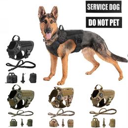 Harnesses Tactical Dog Harness And Leash Set Metal Buckle Big Dog Vest German Shepherd Durable Pet Harness For Small Large Dogs Training