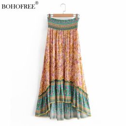 Dresses Boho Vintage Elastic Waist Maxi Hippie Long Skirt Woman Skirts Lolita Skirt Mujer Faldas Summer Hippe Saia