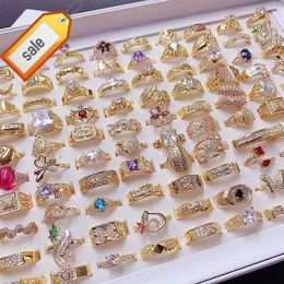 PUSHI wedding ring saudi arabia lady ring luxury zircon jewelry design exaggerated latest gold ring mixed wholesale