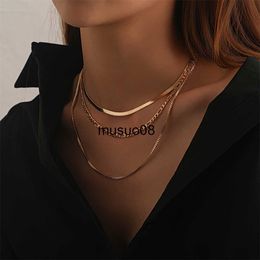 Pendant Necklaces Vintage Fashion Multilevel Geometric Crystal Twist Snake Chain Set Necklace For Women Female Gold Plated Silver Colour Jewellery J230601