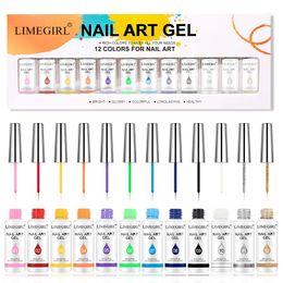 Kits 12bottle/set Nail Art Varnish Hook Line Painting Gel Line Polish Gel Kit Nail Art Design for Uv/led Paint Nails