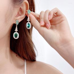 Dangle Earrings Unique Designer Big Long Water Drop Crystal Green Cubic Zirconia Bohemian Jewellery Accessories For Women Wedding Party