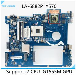 Motherboard PIQY1 LA6882P MAIN BOARD For Lenovo Y570 Laptop motherboard HM65 DDR3 GT555M GPU i3 i5 i7 working fully tested