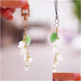 Key Rings Exquisite Lily Of The Valley Lanyard Women Chain For Keys Bag Pendant Decor Hang Rope Flower Mobile Phone Strap Drop Deliv Dhrfj