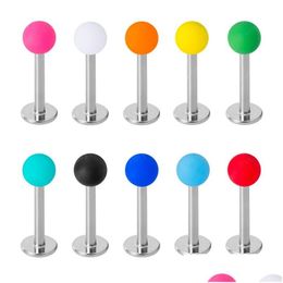 Other Colorf Acrylic Labret Lip Ring Bar Tragus Helix Ear Stud Barbell Cartilage Earring Daith Piercing Body Jewelry Drop Delivery Dhgsx