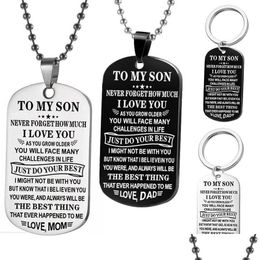 Other Jewellery Sets To My Son Daughter Love Mom Dad Necklaces Keychain Stainless Steel Dog Tag Letter Pendant Beaded Chains For Women Dhgzr