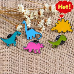 5pcs/set 5 Styles Dinosaur Children Brooch Metal Badges on Backpack Enamel Pin Shirts Lapel Pins for Women Men Fashion Jewellery