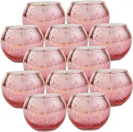 Candle Holders 12Pcs Glass Tea Light Holder Bowl Votive Round Wedding Centrepieces Desktop Decorations Rose Gold