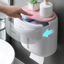 Waterproof Wall Mount Toilet Paper Holder Shelf Toilet Paper Tray Roll Paper Tube Storage Box Creative Tray Tissue Box Home Storage 2023