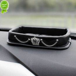 New Creative Camellia Rhinestone PU Leather Car Phone Storage Box Instrument Panel Mobile Phone Keys Coin Basin Armrest Storage Box