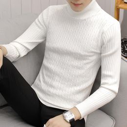 Men's Sweaters Winter Men Turtleneck Slim Fit Pullovers Thin Solid Male Balck Casual Size 3XL