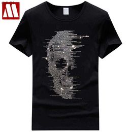 British Style Mens Summer Skull T Shirts Blingbling T-Shirt Homme Fashion Streetwear Rhinestones Print Man Tees Camisetas Hombre L230520