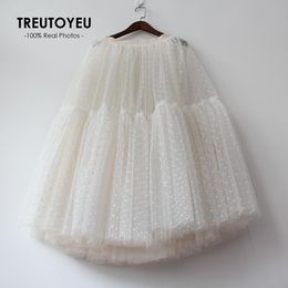 Dresses Maxi Long Tulle Skirts for Women Black White Polka Dots Pleated Skirt with Lining Casual Party Fairycore Summer Winter 2022