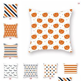 Pillow Case Stripe Sofa Cushion Er Halloween Pumpkin Skl Print Office Throw Home Decoration Bc Drop Delivery Garden Textiles Bedding Dhbr0