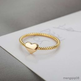 Band Rings New Female Women's Wedding Stainless Steel Love Heart Round Ring Gifts Girl Party Fashion Copper Jewellery