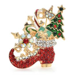 Pins Brooches Wuli baby Taking Gifts Women's boots Unisex rhinestone enamel tree Christmas brooch gift G230529