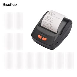 Printers New Receipt Printer Portable 58mm Mobile Thermal Printer Wireless BT Bill Ticket Printing with 11pcs Thermal Paper Rolls