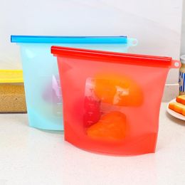 Storage Bags 1000 Ml Silicone Food Bag Green Sealed Refrigerator Box Reusable Microwave Oven