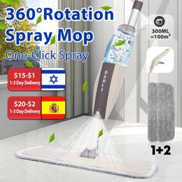 Mops Spray Floor Mop with Reusable Microfiber Pads 360 Degree Handle for Home Kitchen Laminate Wood Ceramic Tiles Cleaning 230531