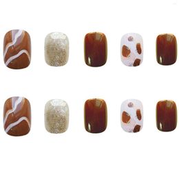 False Nails Gold Shimmer Fake Easy To Apply & Remove For Fingernail DIY At Home