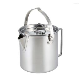 Dinnerware Sets Outdoor Steel Kettle Folding Camping Hanging Portable Pot Coffee Picnic Cooker Teapot 1.2L