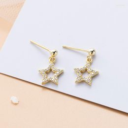 Stud Earrings Exquisite Gold Color Hollow Out Star Elegant Women's Wedding Anniversary Crystal Jewelry Charming Gifts