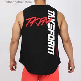 Men's T-Shirts Mens Casual Print Tank Top Gyms Fitness Workout Cotton Sleeveless Shirt Clothing Male Stringer Singlet Undershirt Vest T230601