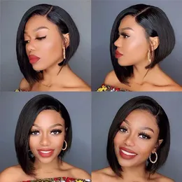 13x6 HD Lace Frontal Wig Straight Bob Wig Human Hair Lace For Women Transparent Brazilian Bob Hair HD Wig