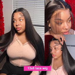 13x6 Glueless Straight Lace Front Human Hair Wigs Remy Brazilian 13x4 Transparent Straight 30 32 inch Lace Frontal Wig For Women