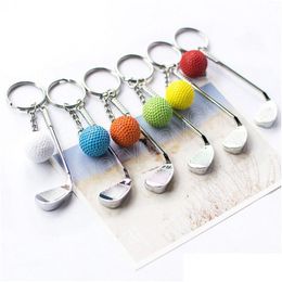 Key Rings Golf Ball Metal Keychain Car Ring Sporting Goods Sports Gift For Souvenir Keychains Women Men Drop Delivery Jewellery Dh3Wd