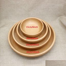Dishes Plates Sushi Platter Dish El Service Plate Wooden Square Dessert Cake Bread Tray Home Tea Cup Pad Holder Wood Fruit Drop De Dhvfe