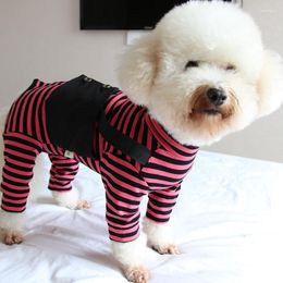 Dog Apparel Pet Jumpsuit Thin Pure Cotton Striped Puppy Clothes Back With Vest Protect Belly Pyjamas For Small Dogs Chihuahua Overalls