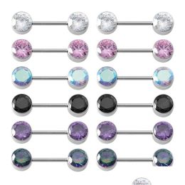 Nipple Rings Piercing Bar Zircon Ring Crystal Breast Shield Stainless Steel Barbell Stud For Women Sexy Body Jewellery Drop Delivery Dhuw6