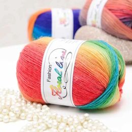 Yarn 3 * 100g/Ball=300g wool yarn used for knitting rainbow color crochet shawl scarf sweater hand woven P230601
