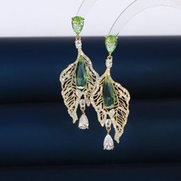 Stud Earrings Luxury High-Grade Water Drop Zircon Micro-Inlaid Exaggerated Dress Matching