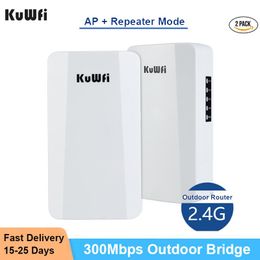 Routers KuWFi Outdoor Wifi Router 300Mbps Wireless Bridge 1KM Long Range 2.4G Wifi Repeater Extender WiFi Signal Amplifier Access Point