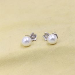 Stud Earrings ZFSILVER 925 Sterling Silver Korean Fashion Trendy Plum Blossom Shell Pearl Earring Jewellery For Women Charm Party Gift Girl
