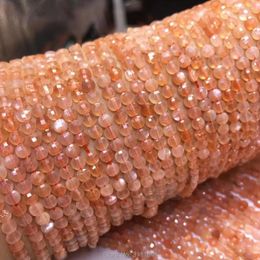 Loose Gemstones Pink Sunstone Beads Faceted Coin 3 4mm 14" For DIY Jewelry Making FPPJ Wholesale Nature Gem Stone